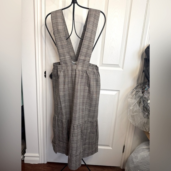 NWT Women's Ruffle Hem Plaid Overall Dress by Hayden In Grey - Picture 7 of 16